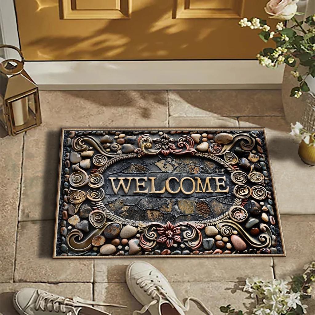 Luxury Vintage Entrance Door Mat Washable Indoor Carpet Rug for Home Decoration Floor Mat Bedroom Hallway Bathroom Custom