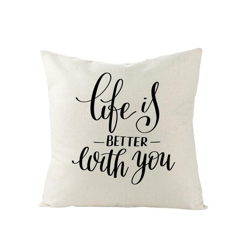Polyester Pillowcase Valentine's Day Letter Print Sofa Pillowcase Home Ins Nordic Style