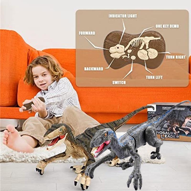 Kindersimulation Wiederaufladbares Fernbedienungs-Sprüh-Dinosaurier-Spielzeug Intelligentes 2,4-GHz-Sound- und Licht-Folgt-Licht
