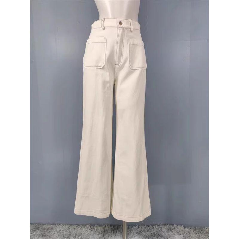 

Foreign Trade Order in Home High-Quality Texture High Waist Design Commuter Office Ol Tall Wide-Leg Pants Autumn White Trousers White M