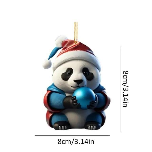 Adorable Acrylic Christmas Panda Ornament For Home And Car Decoration