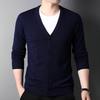 Hengyuanxiang Herrstickad V-ringad Cardigan i 100% Ren Ull