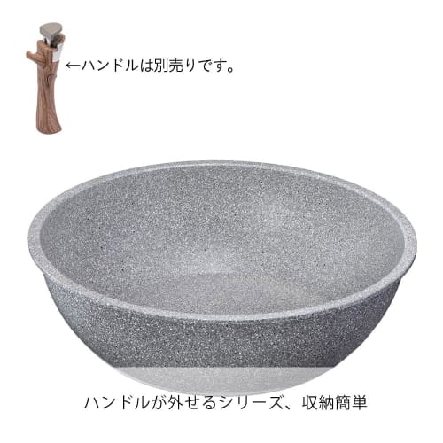 CAINZ Stone Marble Frying Pan, 22cm, Deep, Lightweight, with Removable Handle, Induction/Gas Compatible, Triple-Layer Fluoropolymer Coating, Non-Stick