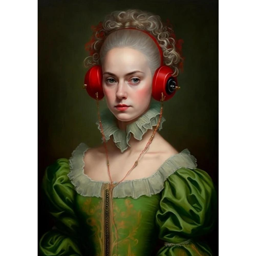 Funny Altered Art Victorian Woman Portrait Poster Prints For Living Room Home Decor Vintage Nobel Girl Canvas Painting Wall Art