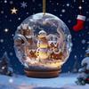 Christmas Snowman Hanging Decoration 2D Flat Snow Scene Sphere Ornament Festive Snowman Decoration for Christmas Tree Mantel Party Decor