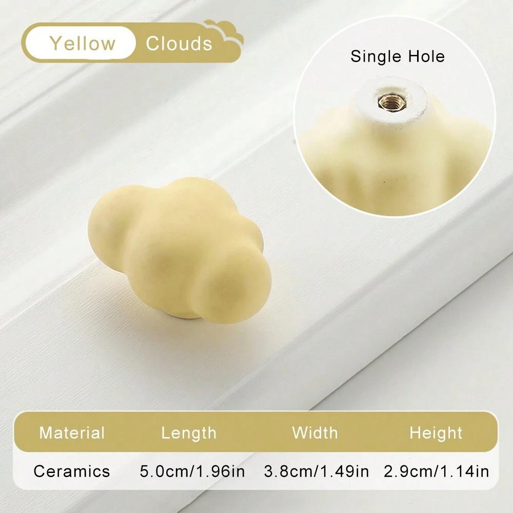 Children's Room Cabinet Knobs Ceramic Cabinet Handle Cartoon Clouds Star Cabinet Wardrobe Drawer Pull Handles for Kids Room