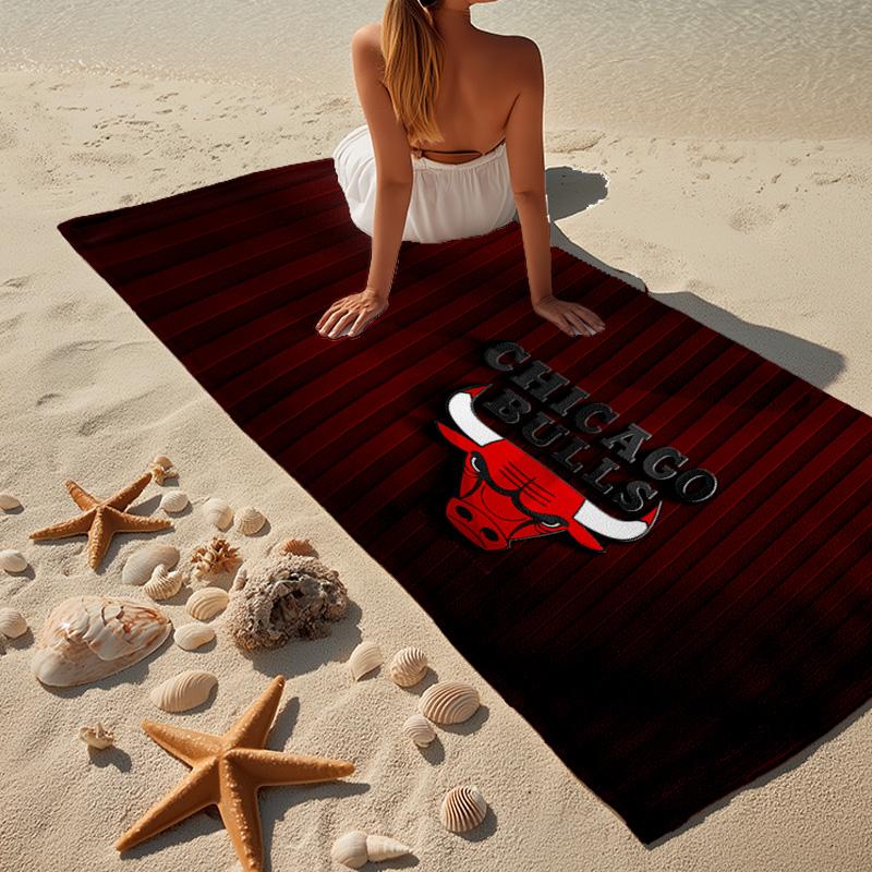 1pz Telo da Spiaggia Logo Chicago Bulls - Morbido, Microfibra Assorbente, Leggero, Ideale per Spiaggia, Feste, Viaggi, Campeggio, Regali per Fan