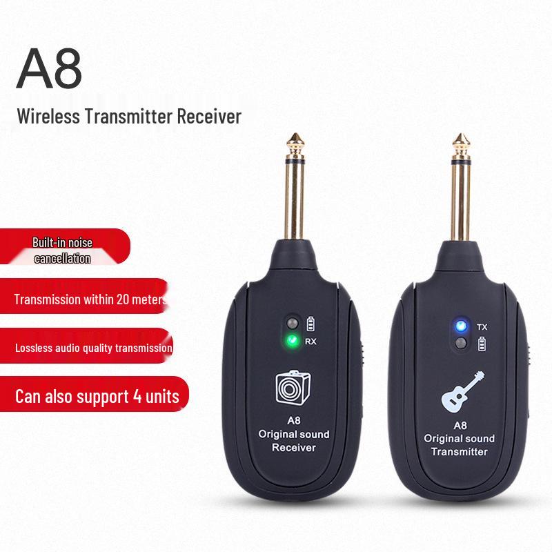 Guitar & Sax Wireless Transmitter Receiver with Noise Reduction for Electric & Acoustic Instruments
