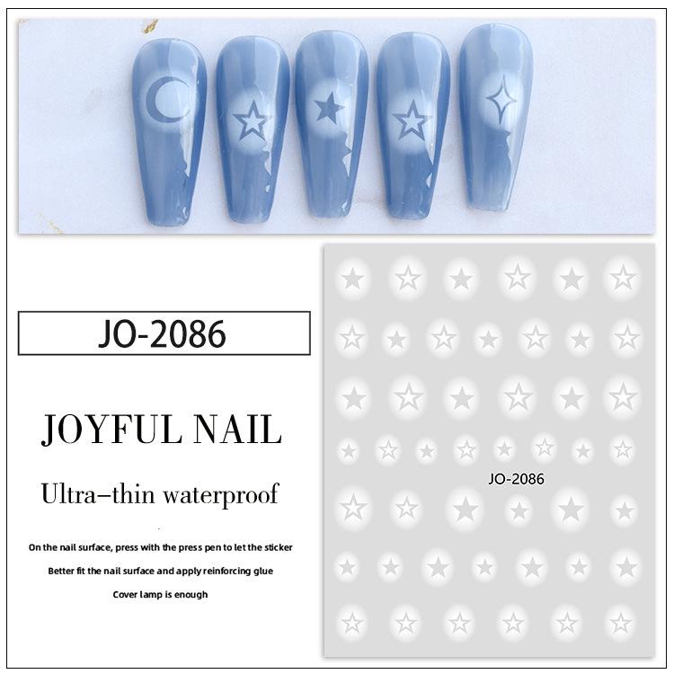 White Gradient Butterfly Heart Star Cross Nail Art Stickers