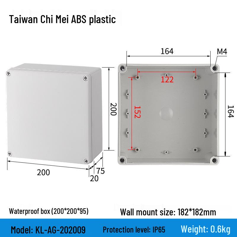 Outdoor Waterproof ABS Power Supply & Monitoring Socket Box with Wiring Terminal & Button
