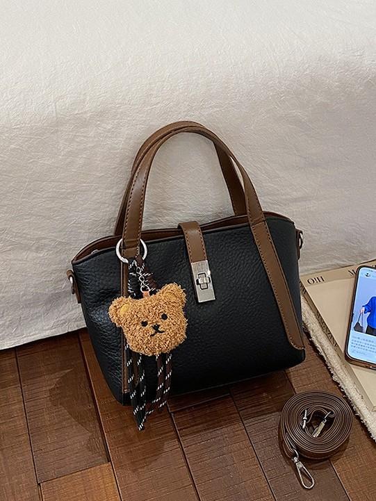 Fashionable Street-Style Bucket Handbag Women's Crossbody Bags Luxury Purse Lock Buckle Single Shoulder Bags Daily Match