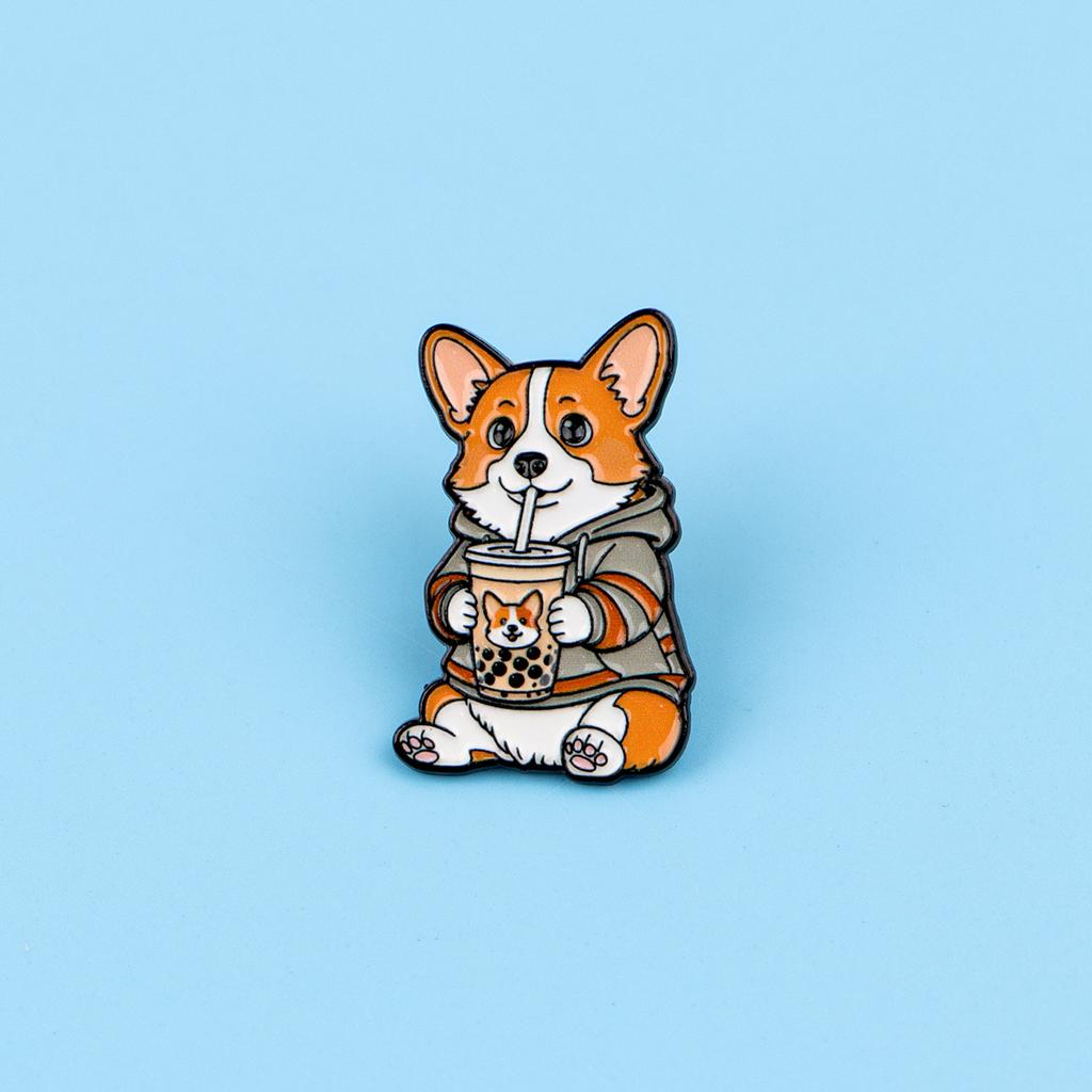 Cute Corgi Enamel Pin Dog Brooch Lapel Pins Badge On Backpack Clothing Accessories Fashion Jewelry Friends Gifts