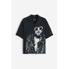 H M Relaxed Fit Printed caMp sHirt Black Kurt Cobain
