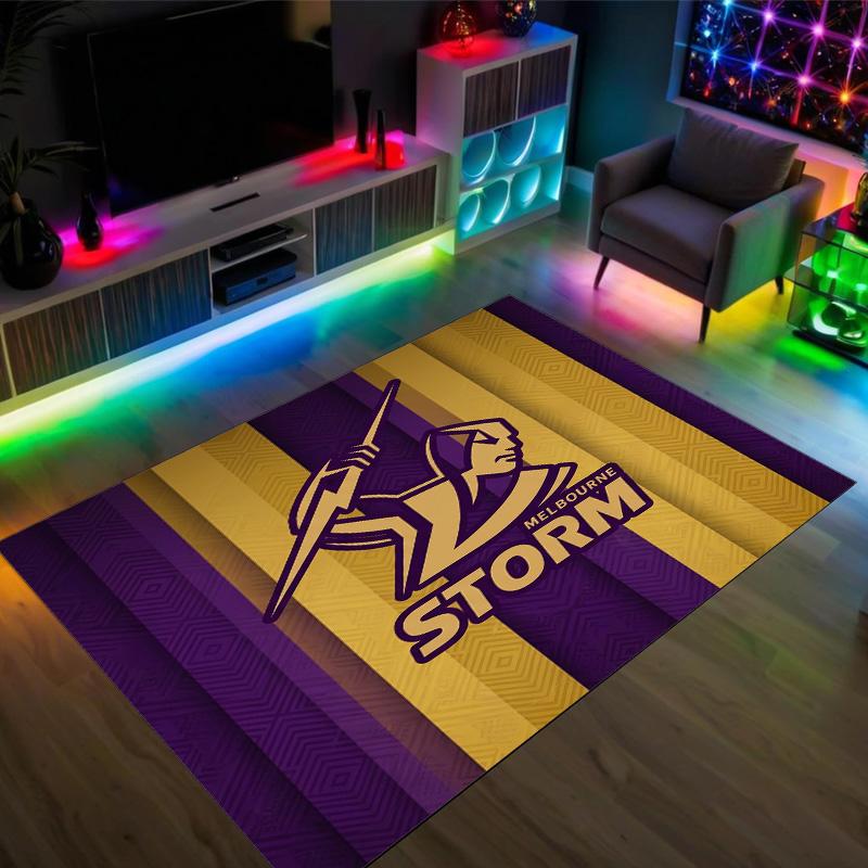 Melbourne Storm Design Crystal Velvet Carpet Cozy Non?Slip Printed Rug For Bedroom Living Room Entrance
