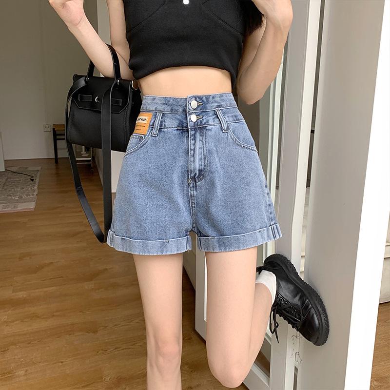 Summer 2025 Women's High-Waisted Slimming Denim Shorts - Trendy, Loose-Fit Design