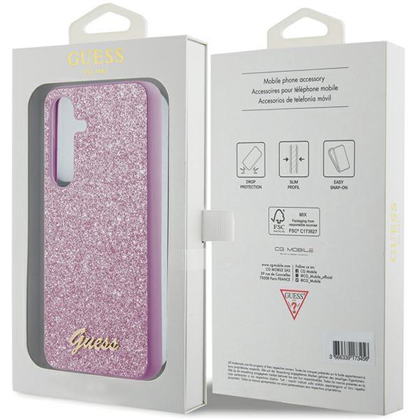 Guess Guhcs24Mhggshu S24+ S926 Fioletowy/Purple Hardcase Brokatowy Napis