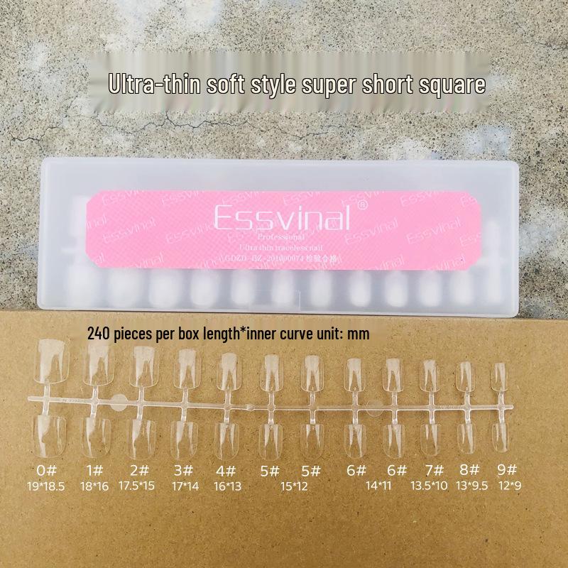 

Короткие круглые бесшовные типсы для нейл-арта в корейском стиле - Тонкие и мягкие накладные ногти