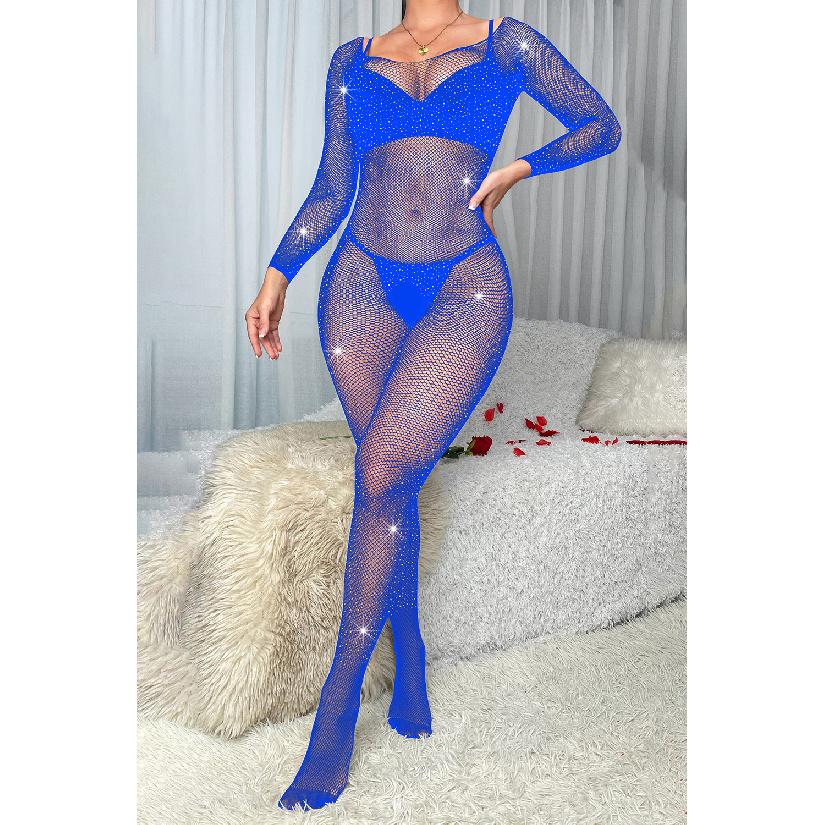 Lenjerie Sexy Fierbinte cu Strassuri Decupată la Între picioare Nu se Scoate Rochie O piesă Sexy cu Plasă și Strassuri