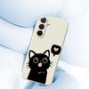 For Samsung Galaxy A36 5G Case Love Black Cat Pattern Printing Straight Edge TPU Phone Back Cover