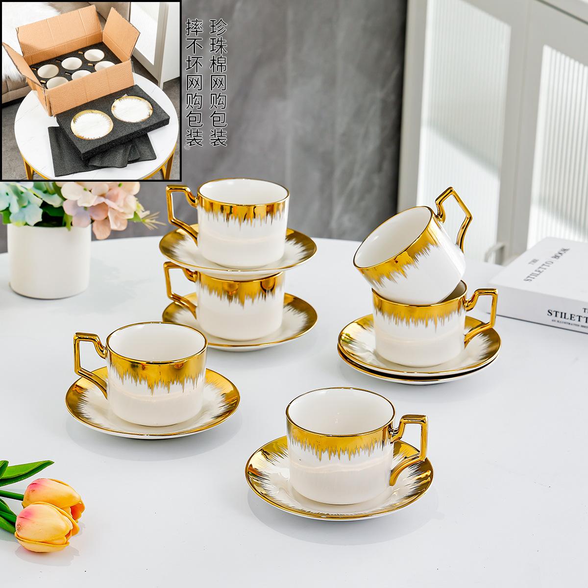 Ceramic Coffee Mug Set European Style Afternoon Tea Cup Luxury Porcelain Tableware for Home Kitchen Gift 200ml