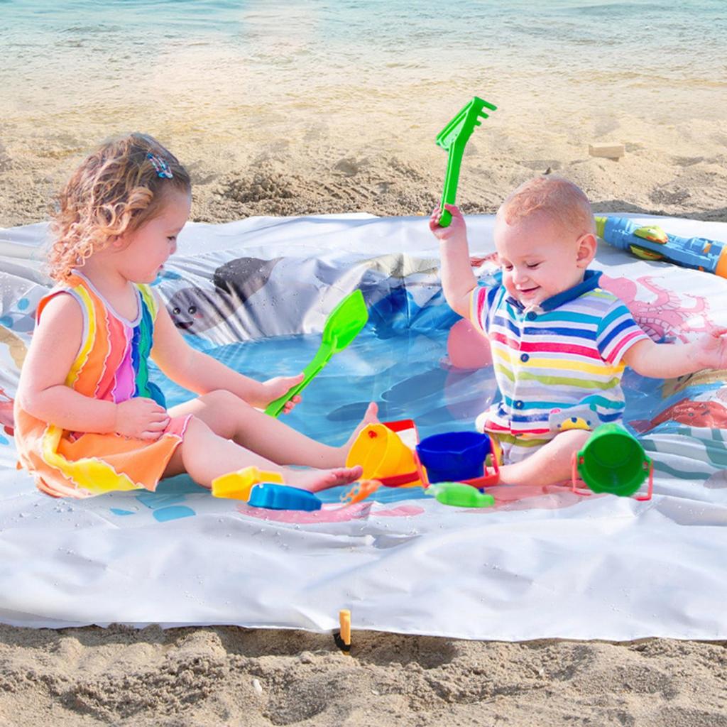 Beach Puddle Pool Toddler Beach Blanket Paddling Pool with Carrying storage Bag Summer Outdoor Water Play Toy for Beach Picnic