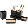 5 Piece Bathroom Accessories Set, Bathroom Accessories Gift, Soap Dispenser/Dish, Bohemian, Modern Decoration (Black)