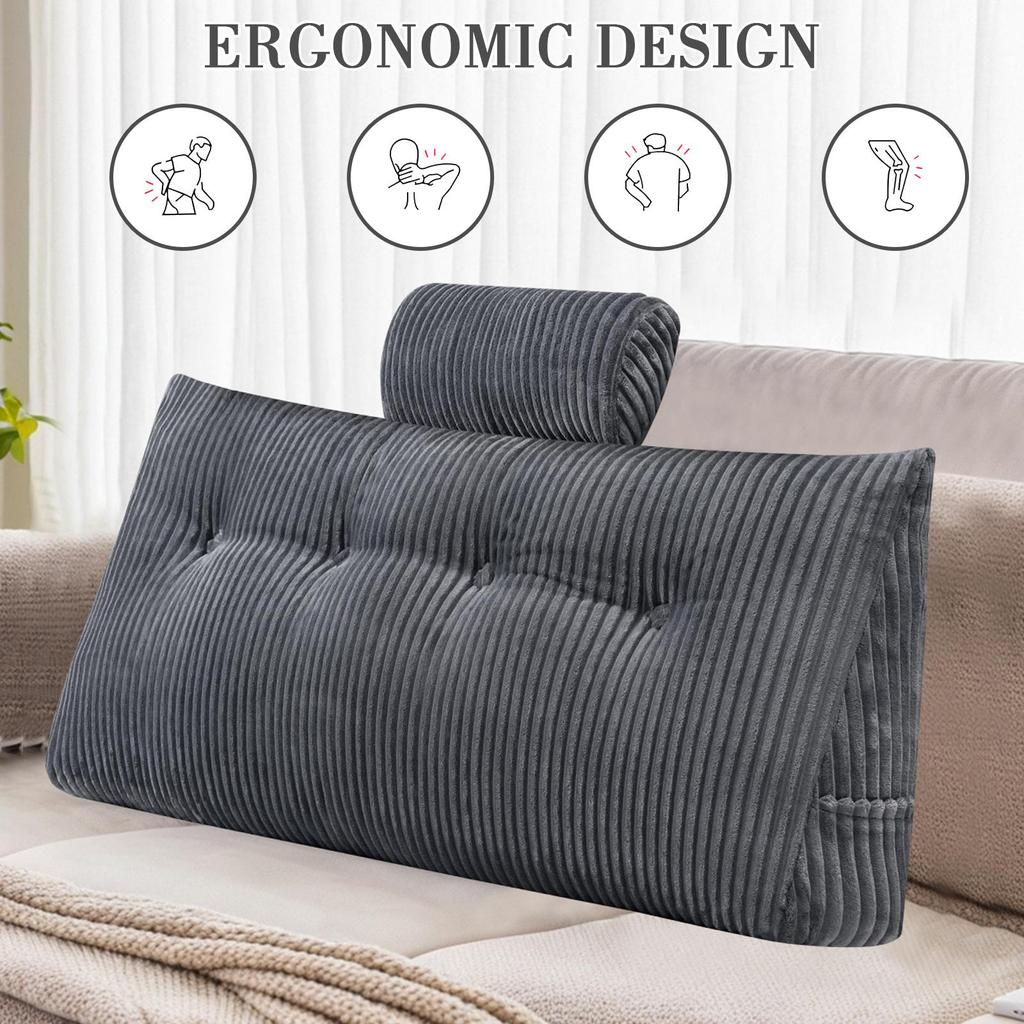 Wedge Headboard Pillow Triangle Cushion Waist Support with Neck Pillow