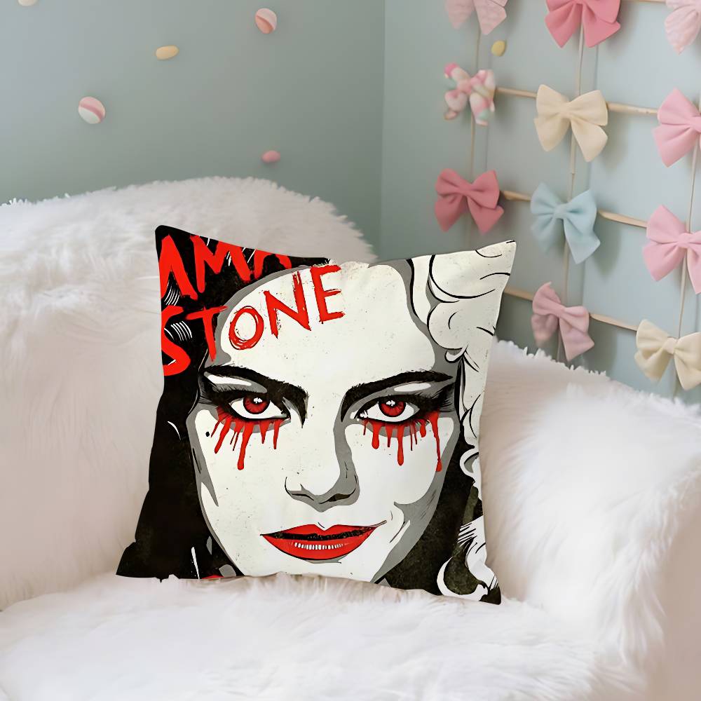 Modern Movie Bad Girl Cruella Case Plush Fabric Soft Pillowcase Double Sided Print Cushion Cover Household Gifts