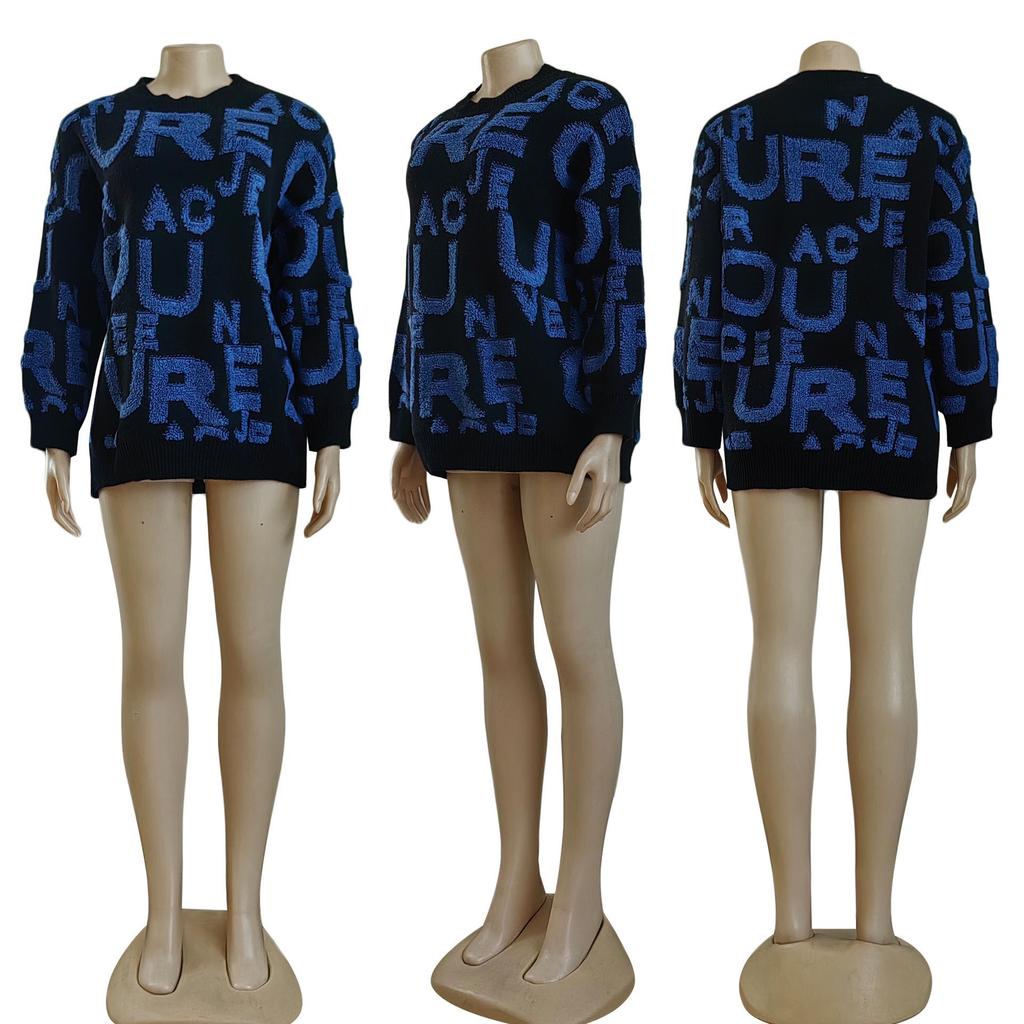 European and American Women's Autumn Winter Street Style Round Neck Thick Knit Sweater