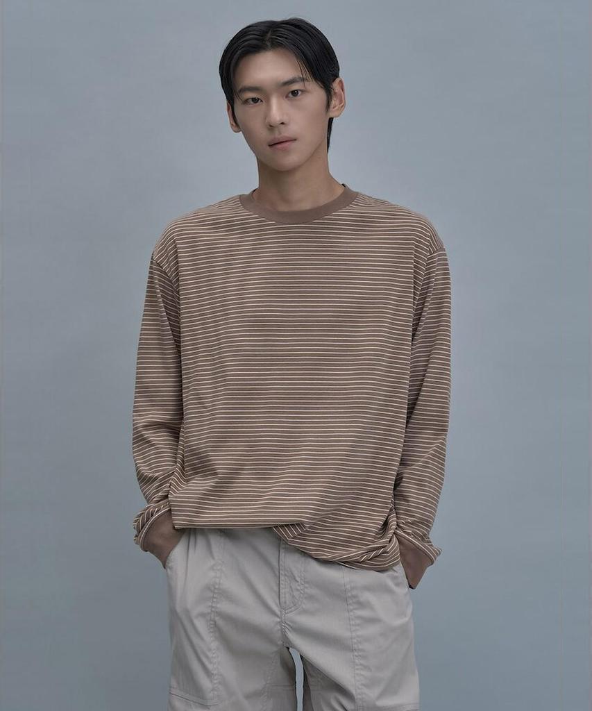 SHIFT.G Basic Stripe Ls Tee Brown