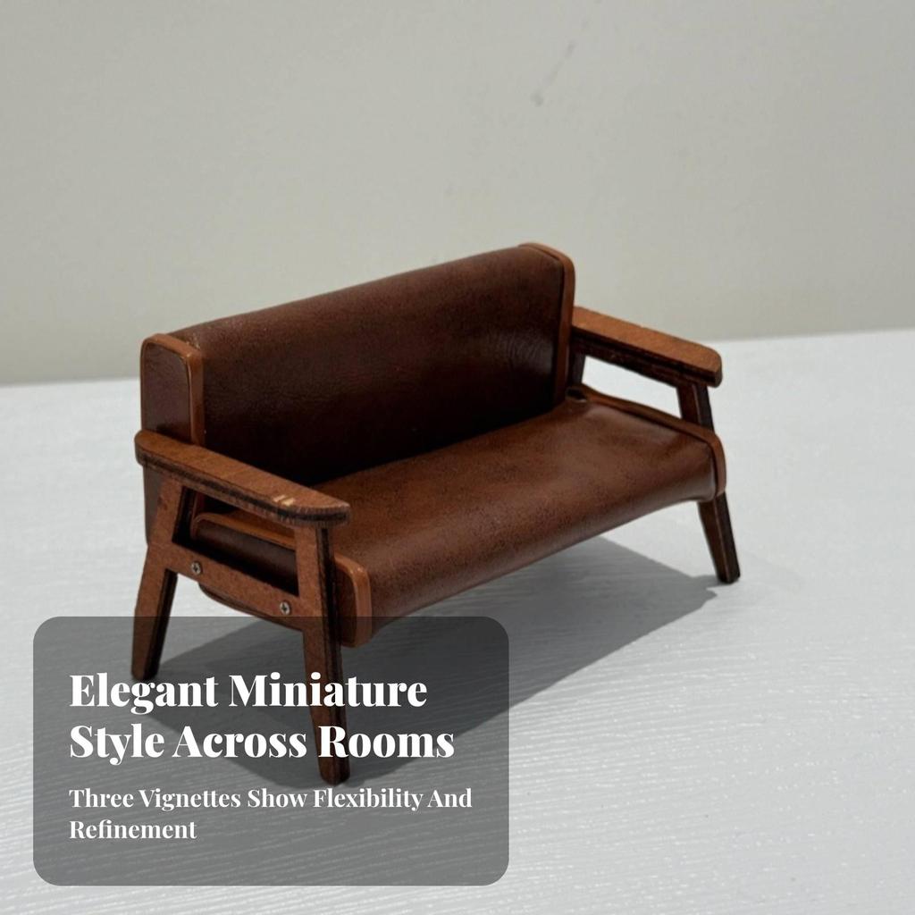 Miniature Wooden Sofa Toy Padded Furniture Detailed for DIY Miniatures, Crafters