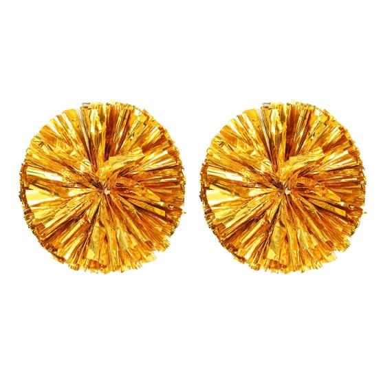 2 Pezzi Pompon Cheerleader Metallici Olografici Pompon Cheer con Anello Maniglia per Spirito di Squadra Sportiva Festa Squadra Allenamento Danza