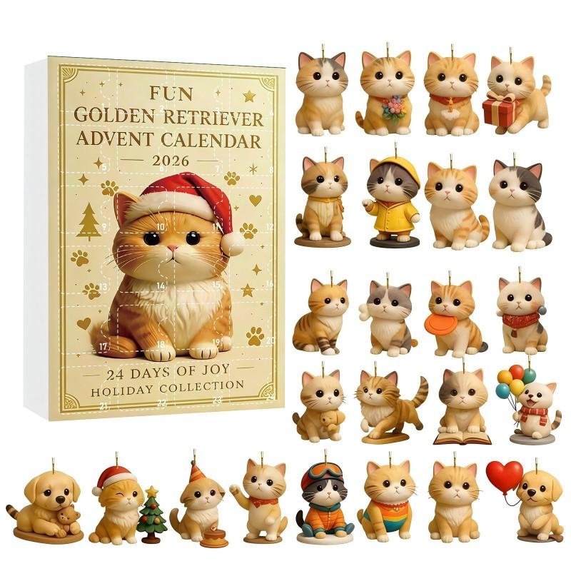 2026 Christmas Advent Calendar Blind Box Pet Series Acrylic Ornament Hanging Decor Tree