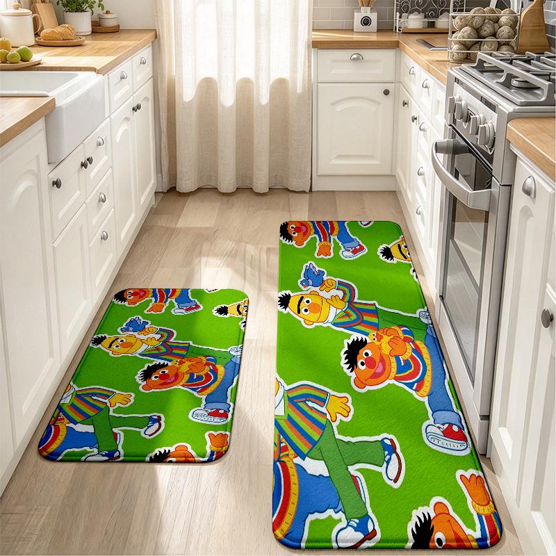 Sesame Street2 Flannel Kitchen Mat Christmas Soft Area Rug Non Slip Floor Carpet Home Decoration