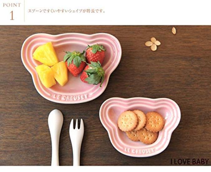 Le Creuset Baby Bear Plate Milky Baby Shower First Meal Gift for Girls Japanese Set, Pink, Gift, [Official Retailer]