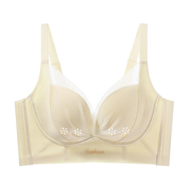 Hole cup breathable without steel ring adjustment bra cover gathered to prevent sagging can be large and small chest