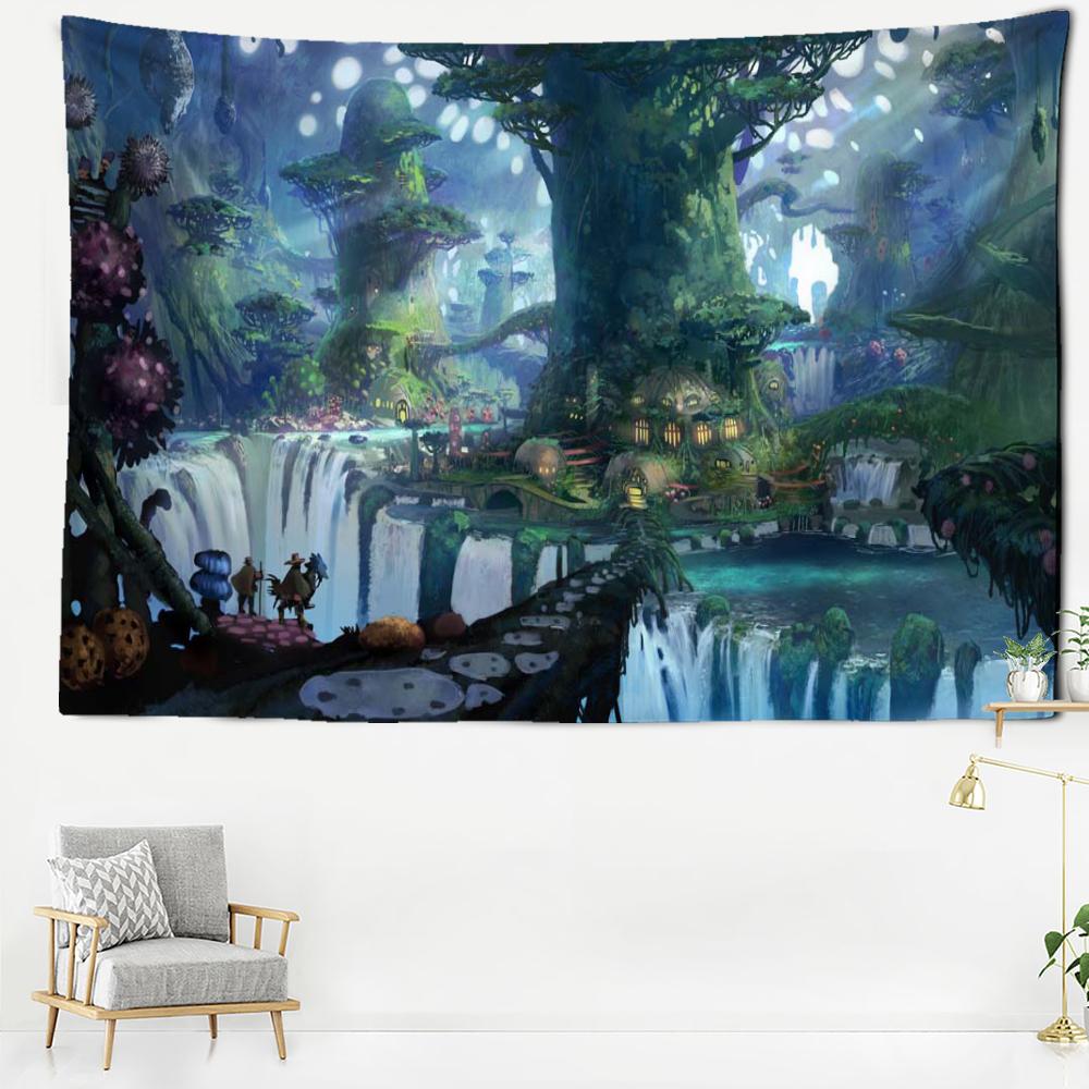 Cartoon Tree Forest Tapestry Wall Hanging Kawayi Bohemian Style Psychedelic Living Room Bedroom Home Decor
