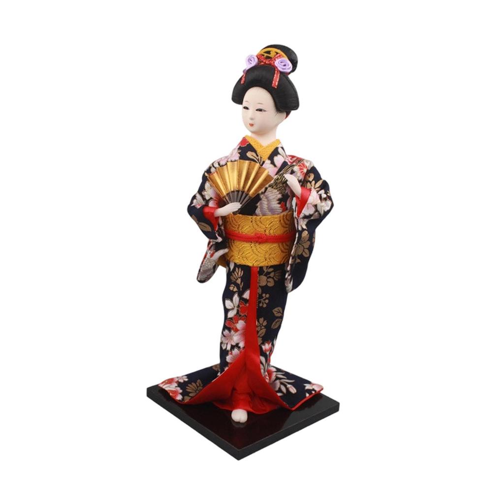 11.81inch Japanese Kimono Doll Desktop Ornament, Lady Figurine, Asian Geisha Figurine for Cabinet