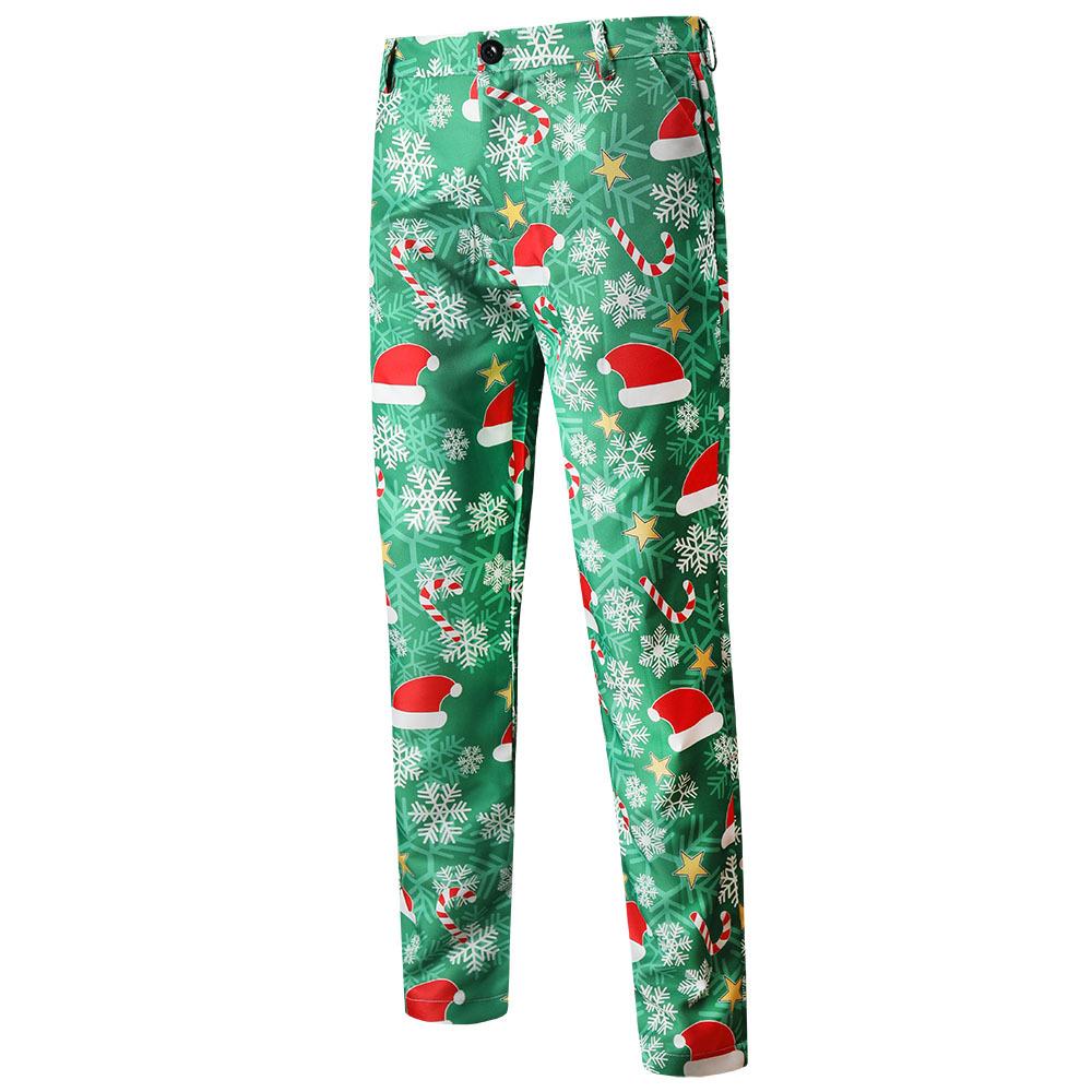 Print Suits Fashion Merry Christmas Men's Suits Jackets Casual Suit 2 Piece Suits(Blazers + Pants) Christmas Gift Set Men's Christmas Print Set Party