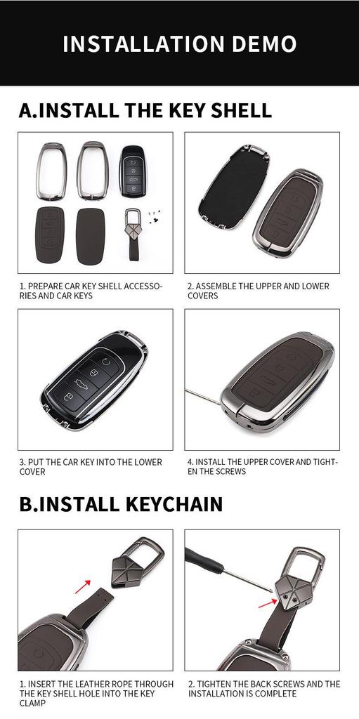 Mercedes Key Case for C-Class, S-Class, GLC, and Maybach - Suitable for Men and Women, Metal Key Shell for C200L, GLC300, C260L