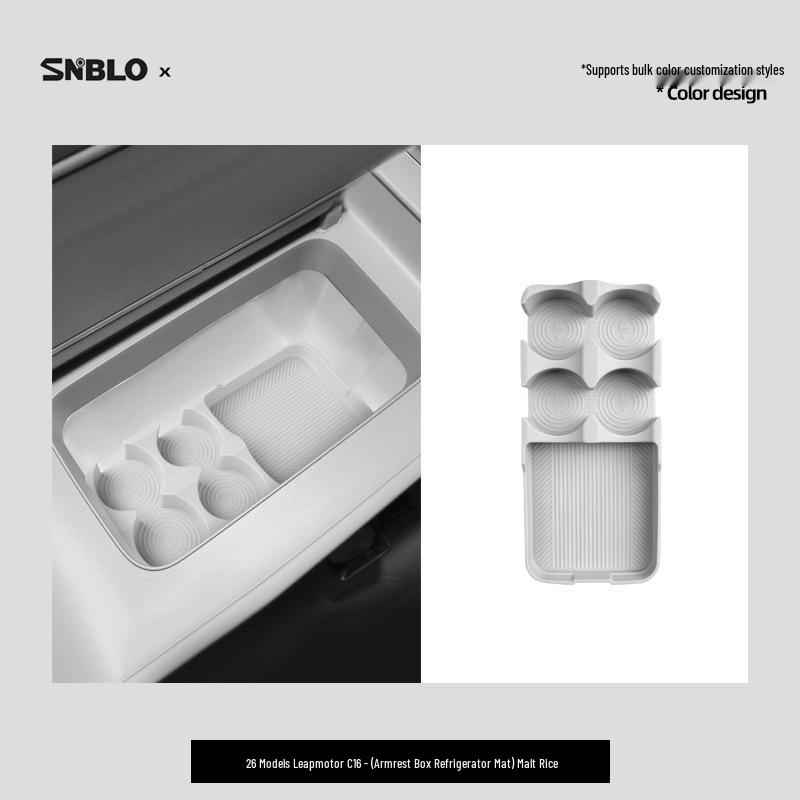 Silicone Armrest Box Refrigerator Pad for 26 Leapmotor C16 Models: Interior Slot Partitioned Storage Organizer