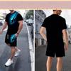 Men's Summer Shorts Short Sleeve 3D Set Comfortable Loose Color Printed Sport Wear