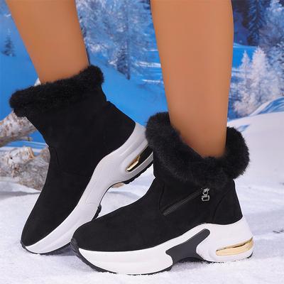 Fourrure Femmes Bottines de Neige Plates Chaudes Peluche Courte Chaussures Femme Hiver Plateforme Baskets de Créateur Nouvelle Tendance Mujer