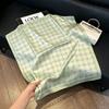 71Cm New Chinese Simulation Silk Square Scarf Soft and Skin-friendly Ink Flower Rhyme Printing Silk Scarf Neck Sunscreen Small Scarf