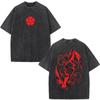 Washed Anime Black Clover Logo Graphic Print T-shirt Harajuku Summer Fashion Casual Cotton Oversized T-shirts Tops Streetwear