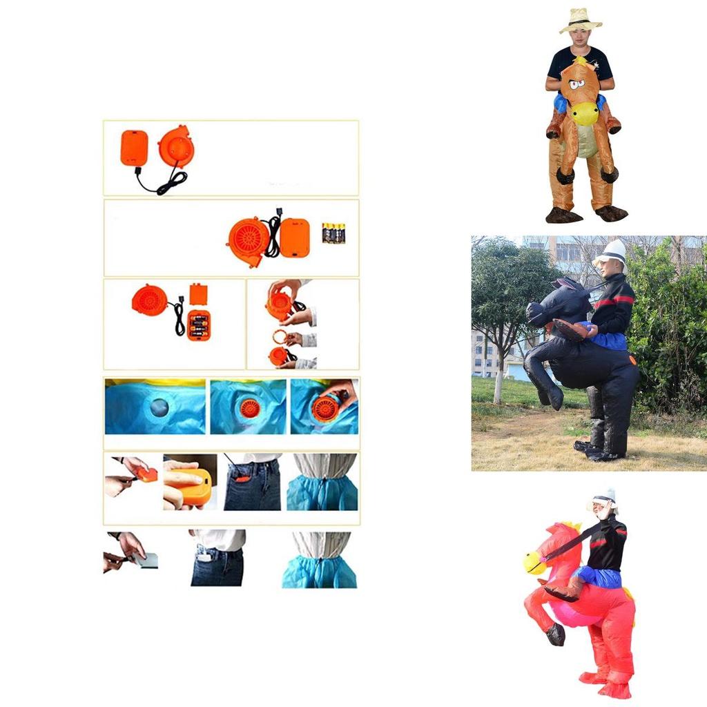 Inflatable Horse Costume For Adults Creative Performance Outfit Polyester Material Brown/red/black