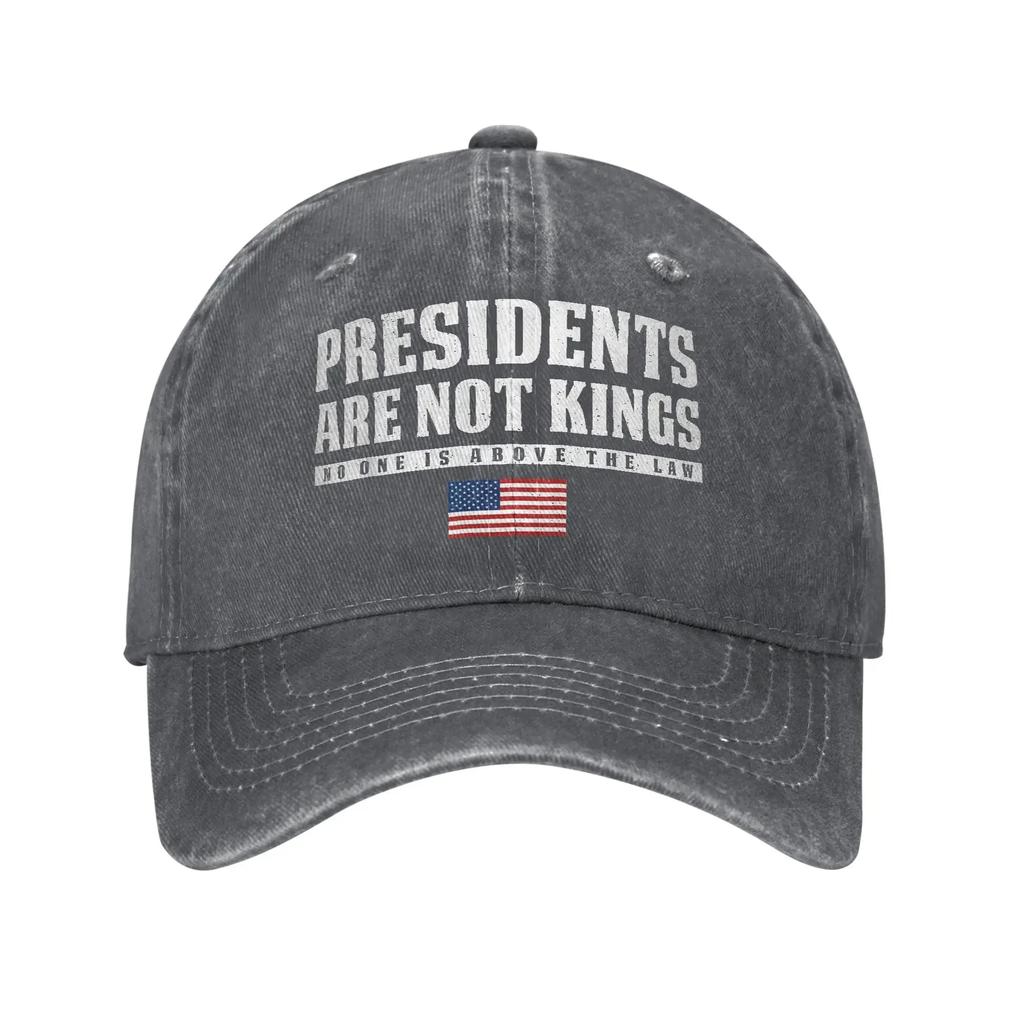 Presidents Are Not Kings USA Flag Unisex Baseball Cap No Kings In America Distressed Denim Washed Hats Cap Outdoor Soft Headwear