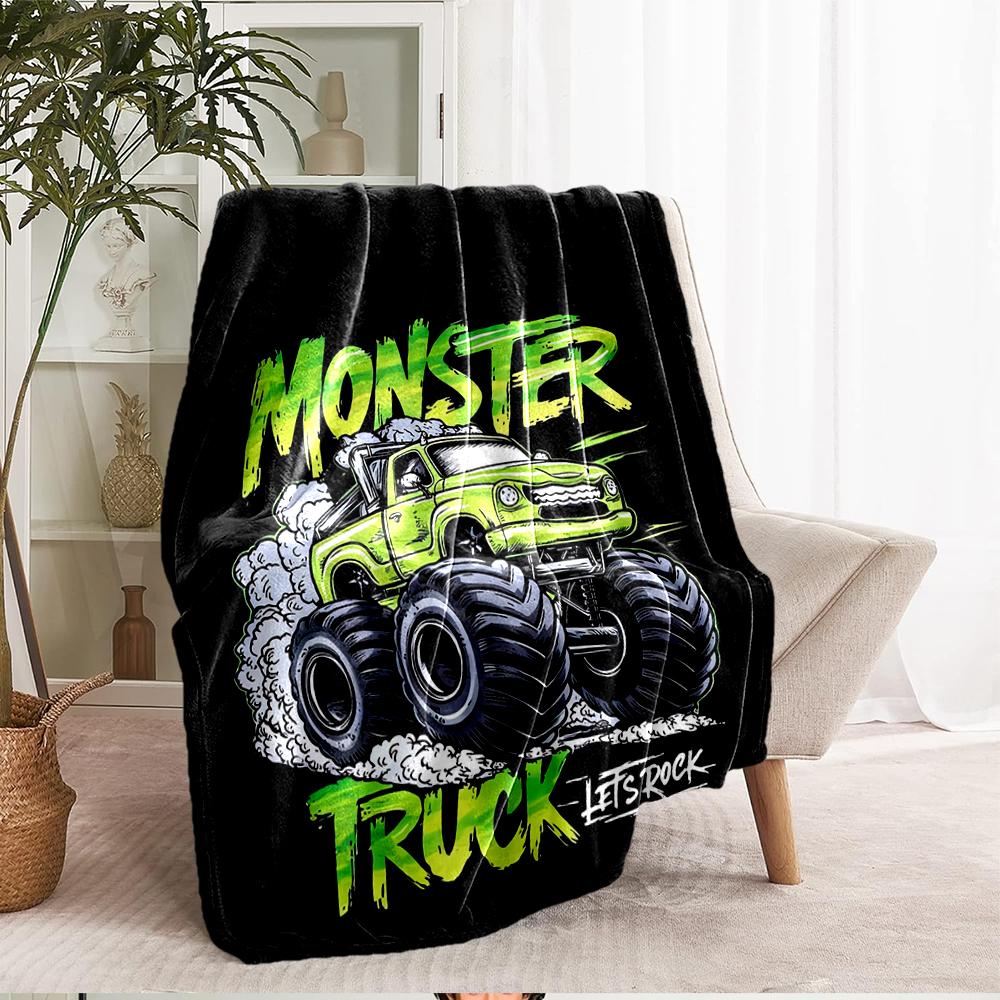 Truck Theme Printed Blanket - Perfect for Couch, Bed, Travel & Outdoor Use | Machine Washable, Cozy & Durable.