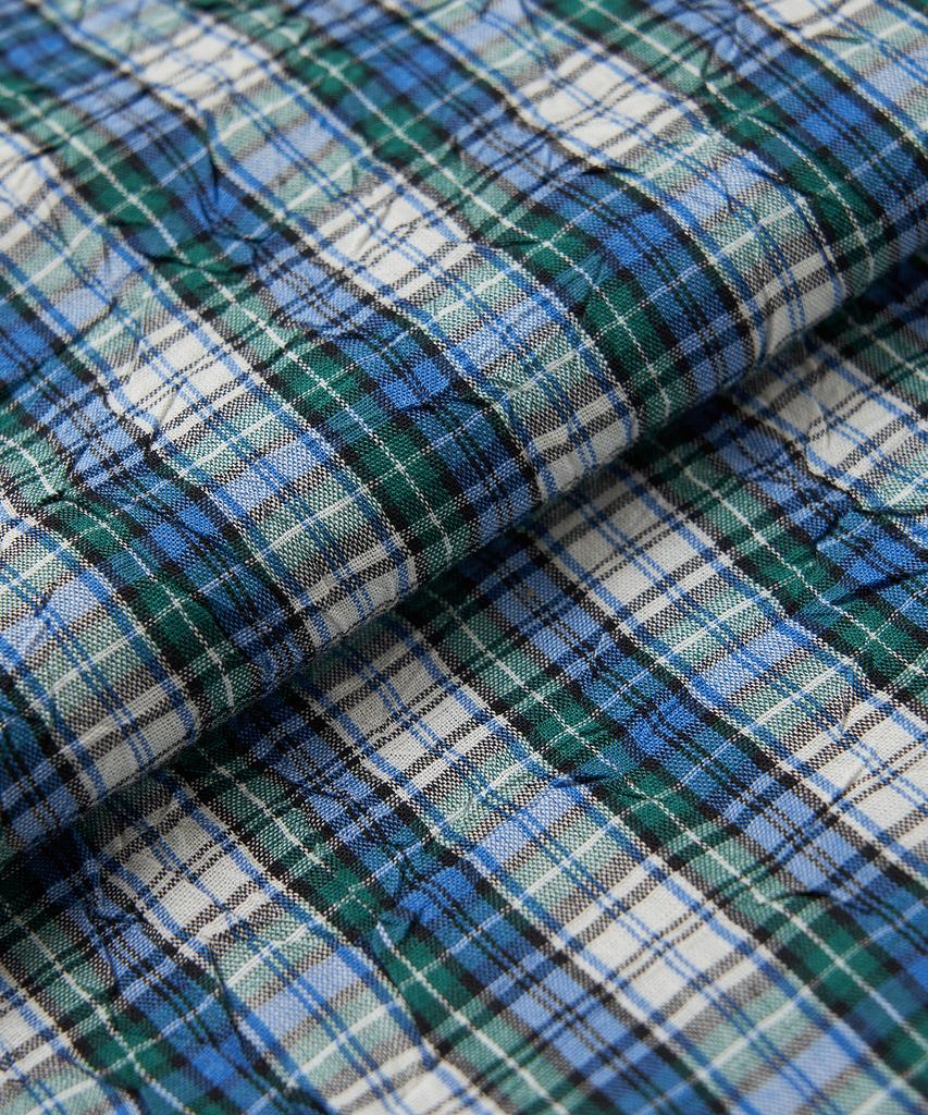 COTTON BELL Button Placket Flare Skirt - Blue Check