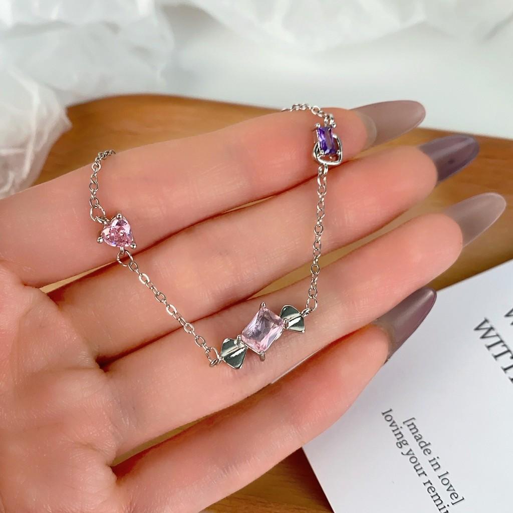 Heart Pink Charming Bracelet For Teens Everyday With Geometric Alloy Design